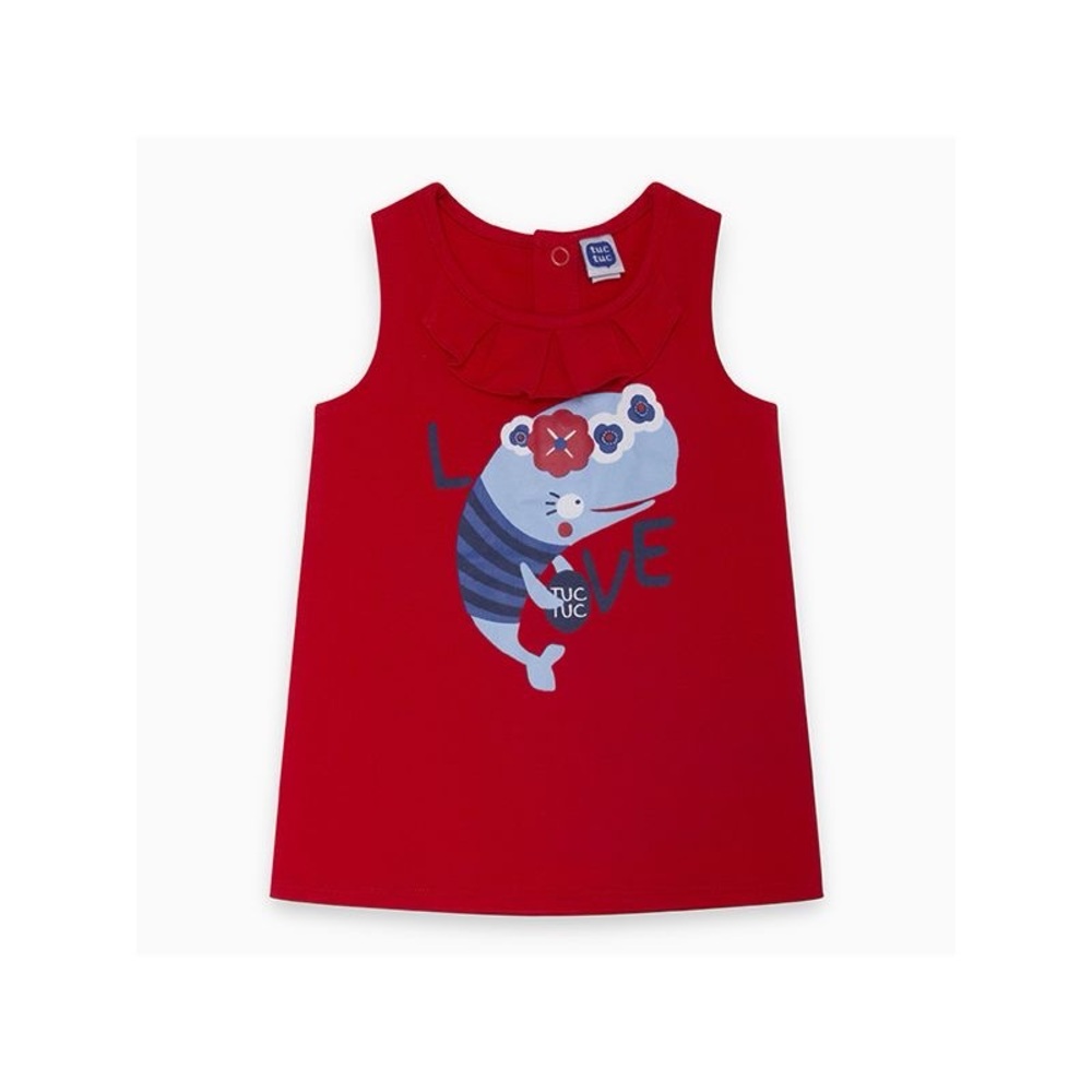 Tuc Tuc Red Sleeveless Dress with Design